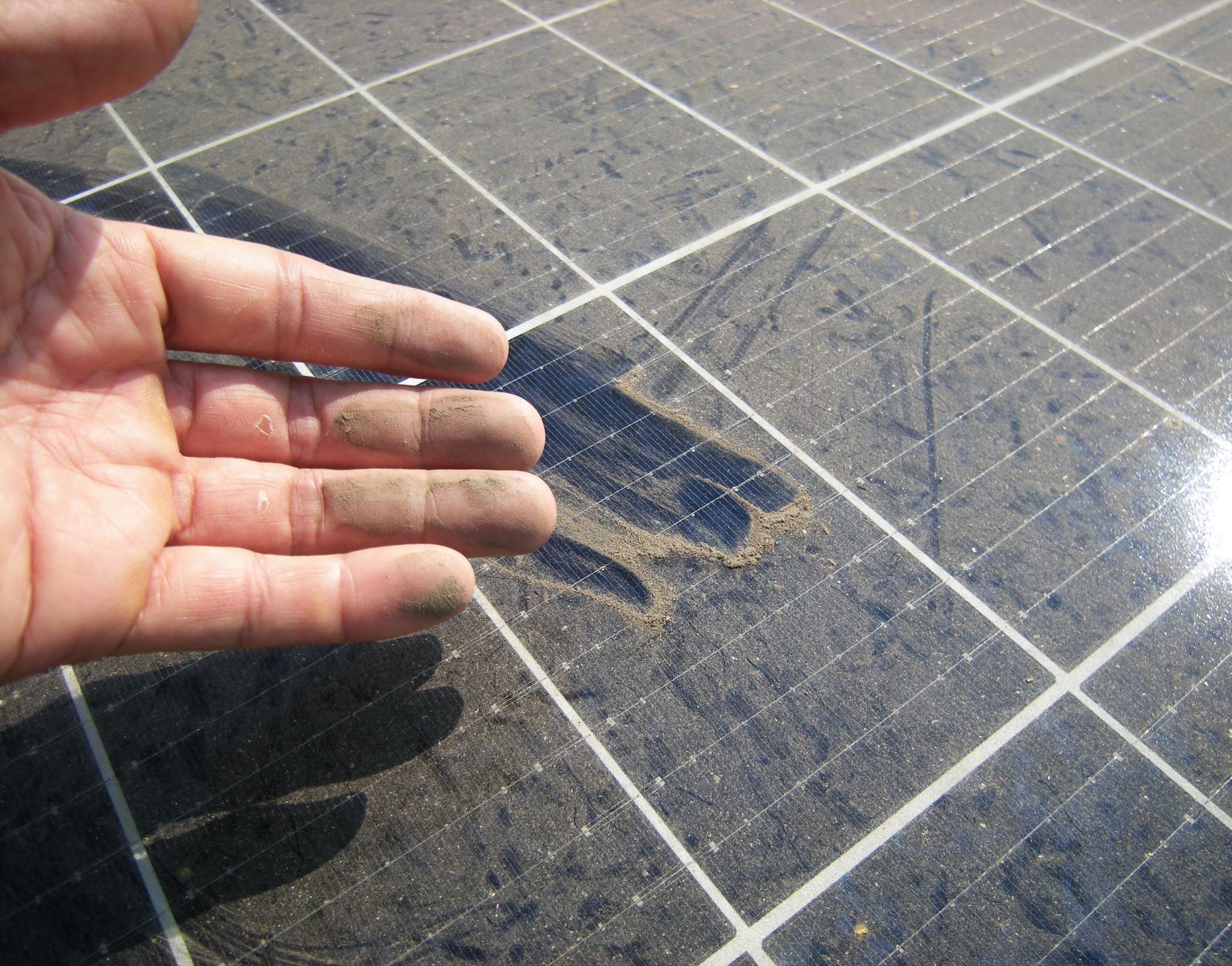 Dust on the surface of a solar panel